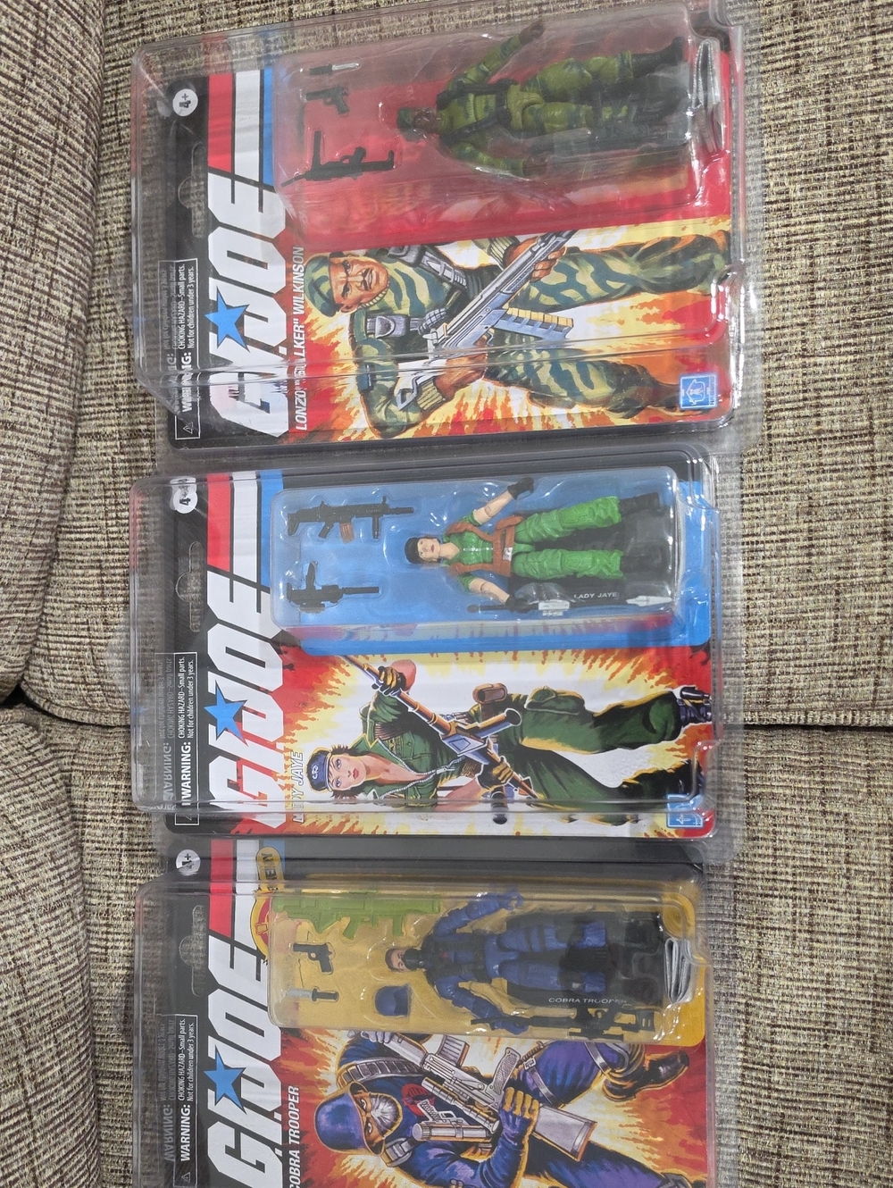 GI JOE RETRO CARDBACK , 3 FIGURE LOT , LADY JAYE , SGT STALKER,COBRA TROOPER